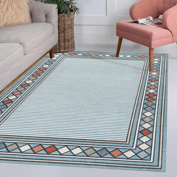 Sebastian High-low Modern Diamond Border Indoor/Outdoor Area Rug
